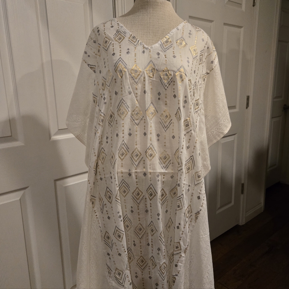 White Waves Geometric Kaftan